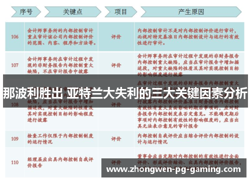 那波利胜出 亚特兰大失利的三大关键因素分析